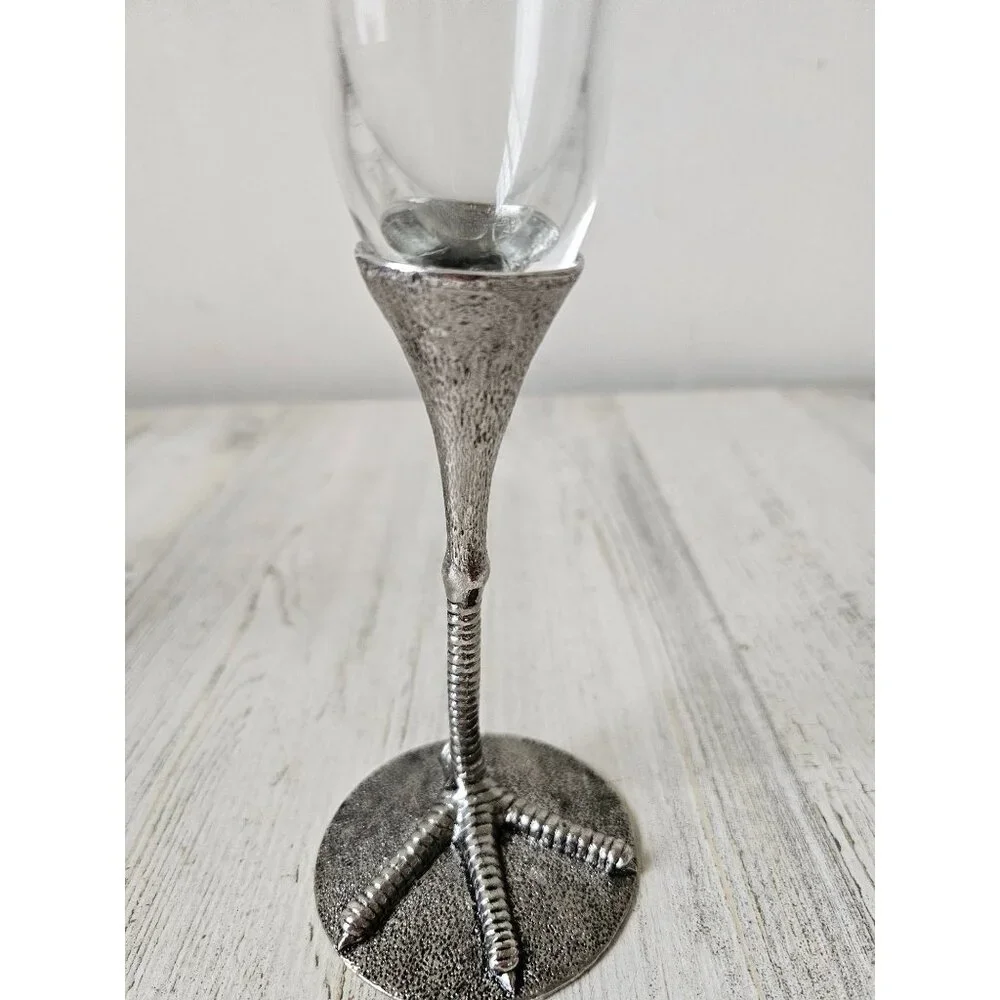 Pottery Barn Crow feet flute stemware wine champagne glass Halloween party decor